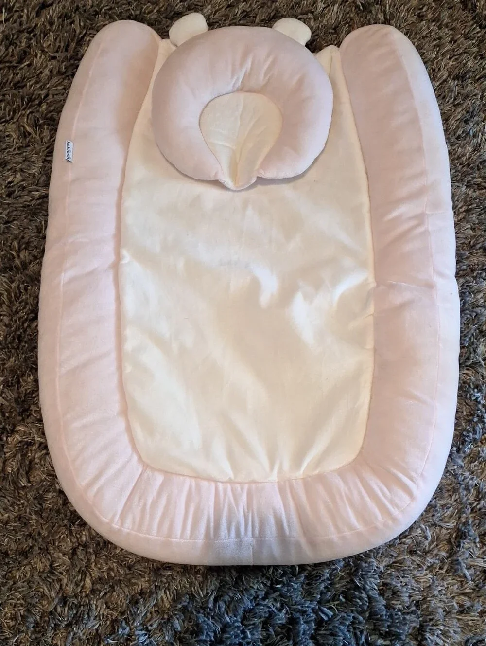 Plush Baby Nest Lounger - Pink and Cream